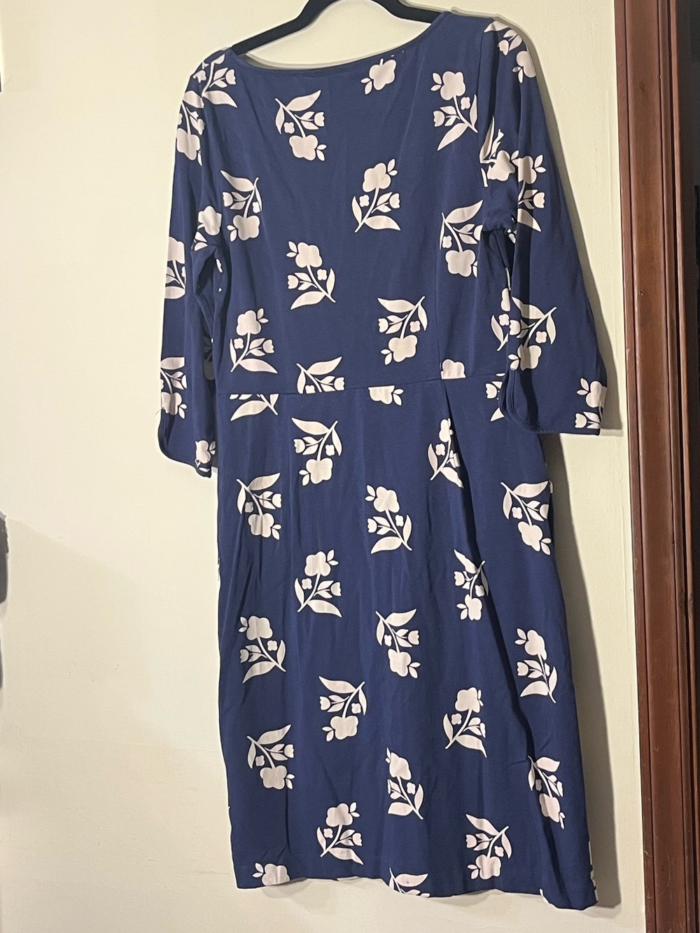Boden | Jessie Jersey Knit Day Dress Floral Tulip Print Navy Casual Size 10 - Picture 3 of 6